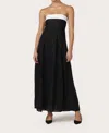 Lusana Alora Linen Maxi Dress In Black / White In Black