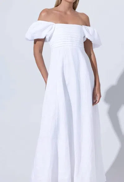 Lusana Amy Linen Maxi Dress In White