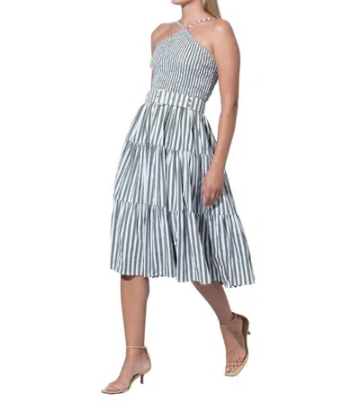 Lusana Arlen Belted Poplin Midi Dress In Grey