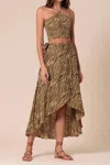 Lusana Arlen Halter Smocked Crepe Top In Dune Print