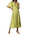 Lusana Brooklyn Linen Dress In Sage In Multi
