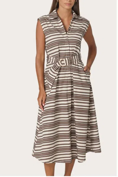 Lusana Chloe Poplin Dress In Beachmark Striped In Brown