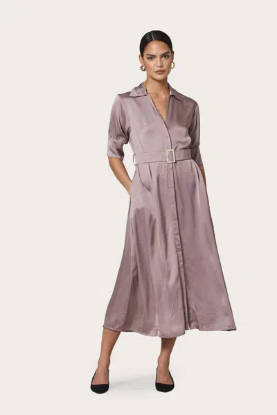 Lusana Chrissy Belted Silk Dress In Stone In White