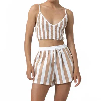 Lusana Donovan Poplin Short In Halo Stripe In Multi