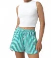Lusana Donovan Poplin Short In Kelly Stripe In Green