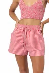 Lusana Donovan Poplin Short In Marlo Stripe In Red