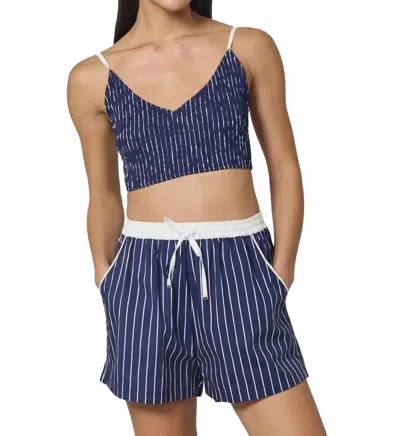 Lusana Donovan Short And Top Set In Indigo Stripe In Blue