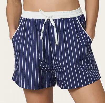 Lusana Donovan Short In Indigo Stripe In Blue