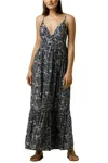 Lusana Eden Maxi Dress In Black Multi In Blue
