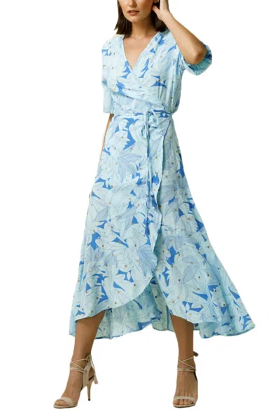 Lusana Elora Wrap Dress In Blue Multi
