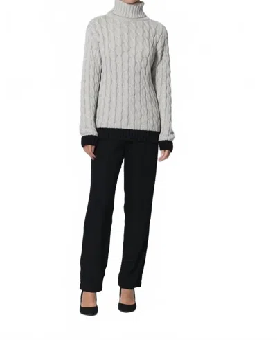 Lusana Freda Knitted Cable Sweater In Silver In Gray