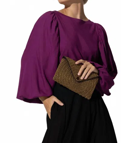 Lusana Heidi Long Sleeve Blouse In Berry In Purple