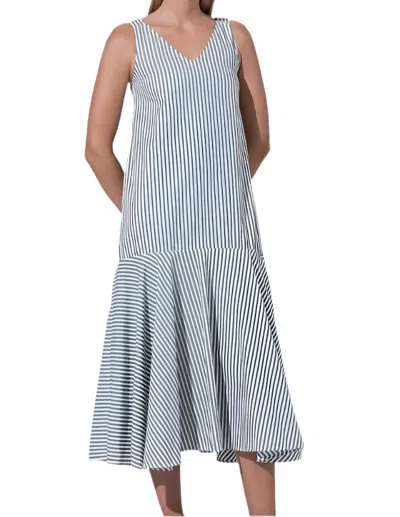 Lusana Justin Poplin Midi Dress In Olive In White