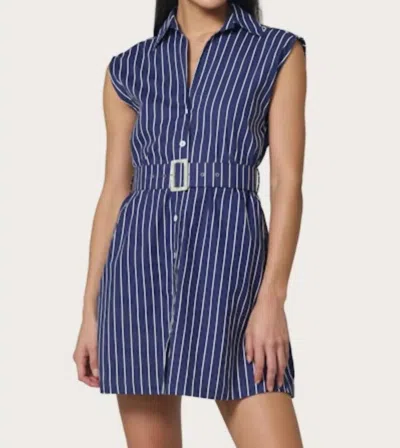 Lusana Kelly Mini Dress In Indigo Stripe In Multi