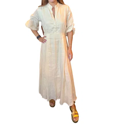 Lusana Kenny Linen Maxi Dress In Ivory In Animal Print