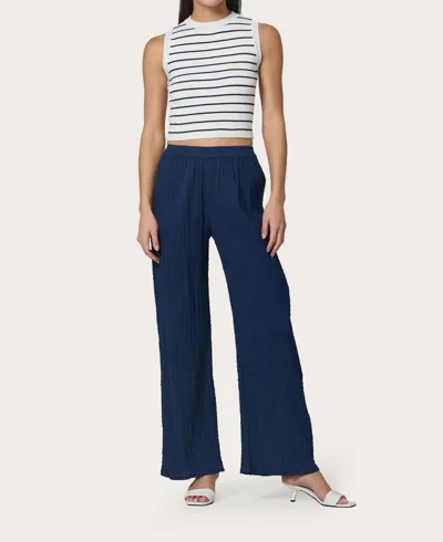 Lusana Kit Knitted Tank Top In White/navy In Multi
