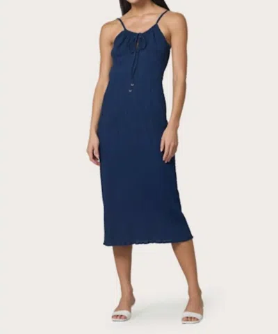 Lusana Maddie Midi Dress In Smocking Indigo In Blue