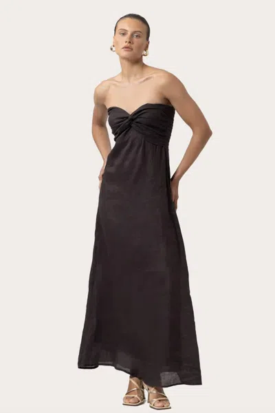 Lusana Melody Linen Maxi Dress In Coffee In Brown