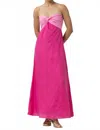 Lusana Melody Linen Maxi Dress In Ultra Pink Mix In Pink