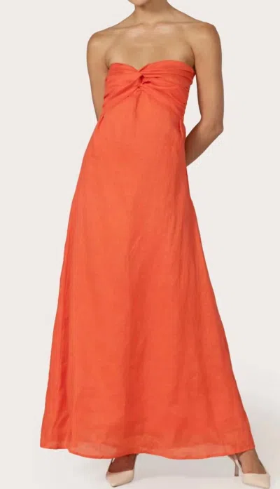 Lusana Melody Maxi Linen Dress In Salsa In Orange
