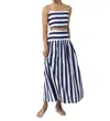 Lusana Oliver Poplin Cquare Neck Top In Marine Stripe In Blue