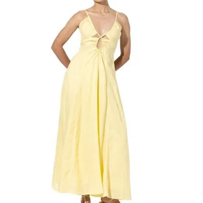 Lusana Olivia Linen Maxi Dress In Yellow