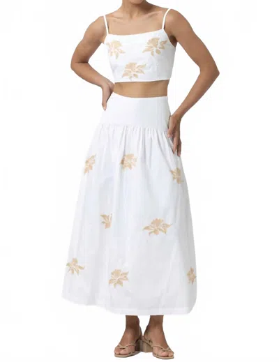 Lusana Orchid Embroidery Poplin Top In Oliver In White