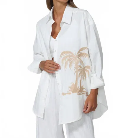 Lusana Palma Embroidered Button Down Shirt In White