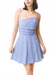 Lusana Phillipa Poplin Mini Dress In Blue/white Stripe In Blue