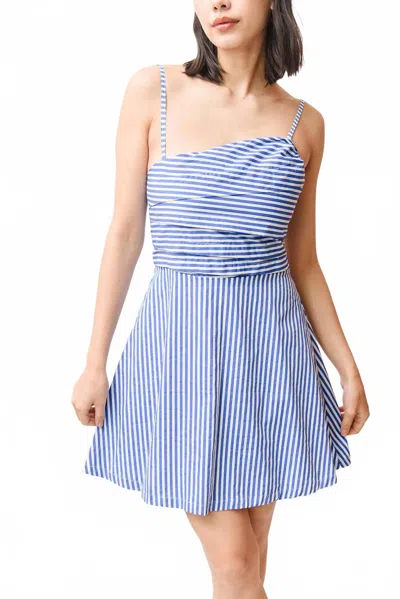 Lusana Phillipa Poplin Mini Dress In Blue/white Stripe