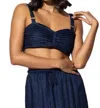 Lusana Pintuck Bra In Navy In Blue