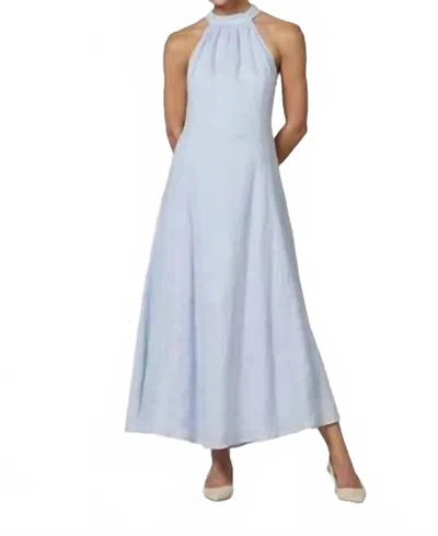 Lusana Piper Midi Dress In Misty Blue In White