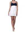 Lusana Reece Ruffle Linen Dress In White/navy
