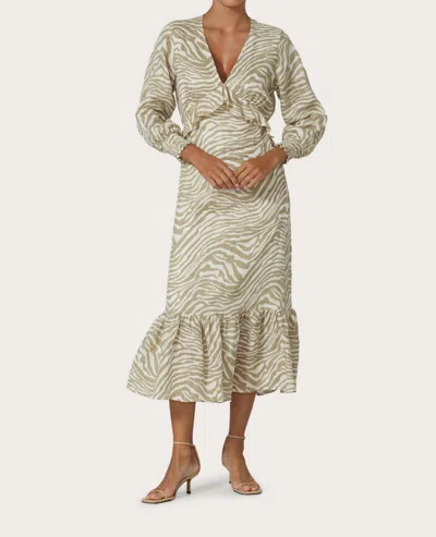 Lusana Rose Linen Dress In Macan In Gray