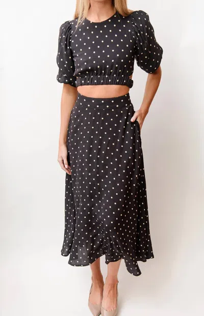 Lusana Saatchi Skirt In Navy Polka Dot In Black