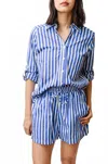 Lusana Shiloh Poplin Shirt In Blue/white Stripe In Blue