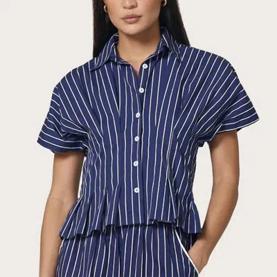 Lusana Tailor Blouse In Indigo Stripe In Blue