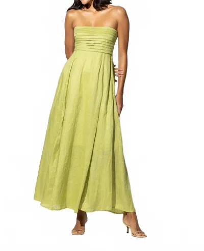 Lusana Talia Linen Maxi Dress In Sage Green