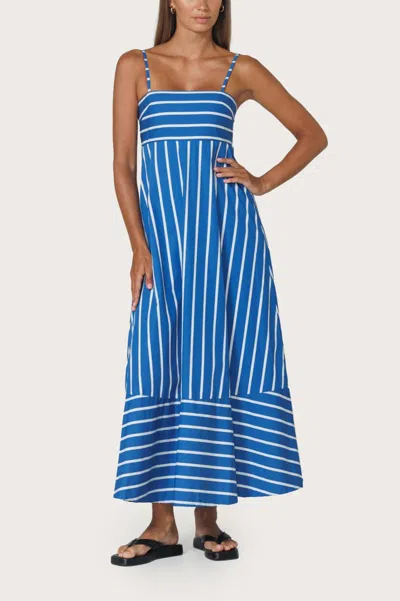 Lusana Tashi Poplin Dress In Vacay Stripe In Blue
