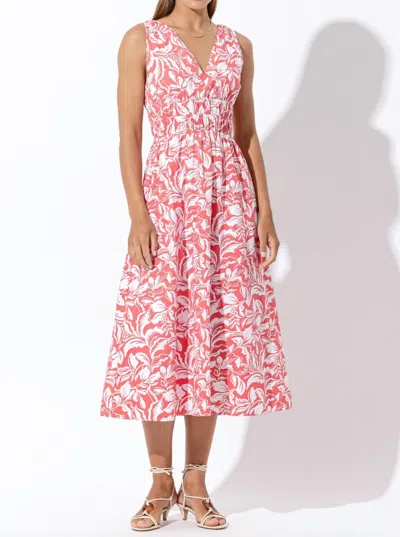 Lusana Violet Poplin Midi Dress In Tropica In Pink