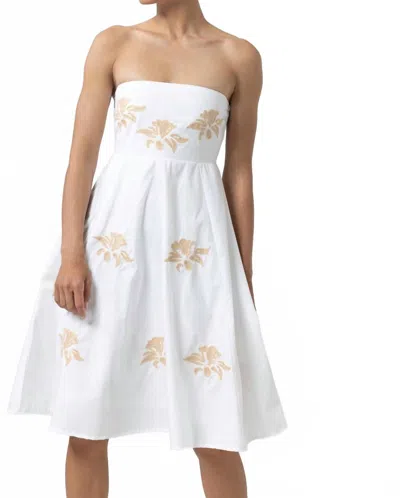 Lusana Zayn Embroidered Poplin Dress In White