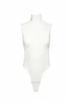 Lusca Women's Neutrals / White Chaka Smooth Stretch Turtleneck Thong Magnetic Bodysuit In White