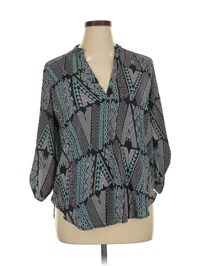 Pre-owned Lush 3/4 Sleeve Blouse In Blue