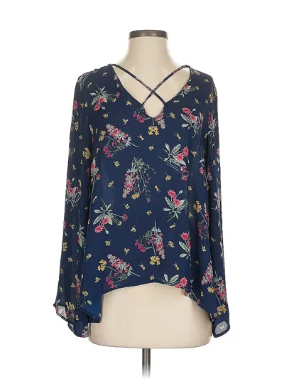Pre-owned Lush 3/4 Sleeve Blouse In Blue