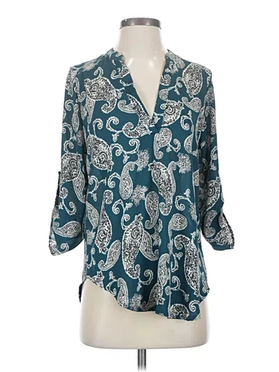 Pre-owned Lush 3/4 Sleeve Blouse In Blue
