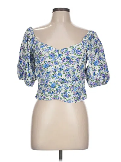 Pre-owned Lush 3/4 Sleeve Blouse In Blue