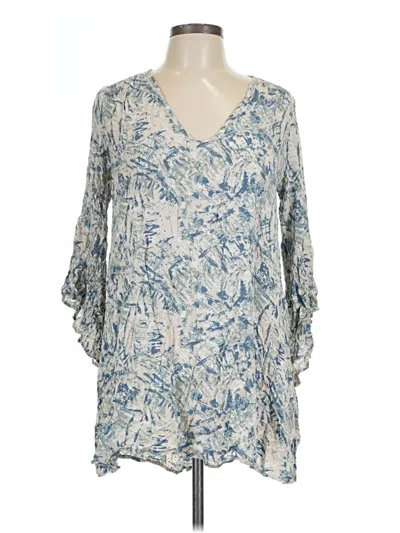 Pre-owned Lush 3/4 Sleeve Blouse In Blue