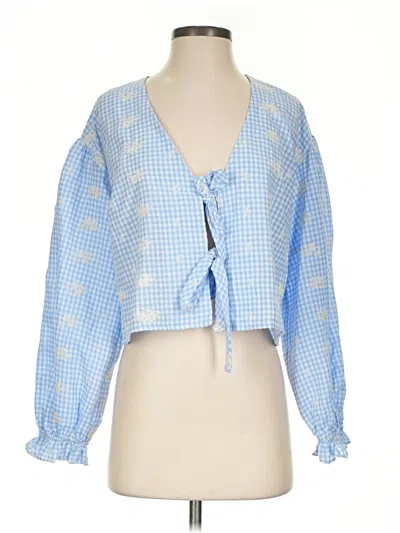 Pre-owned Lush 3/4 Sleeve Blouse In Blue