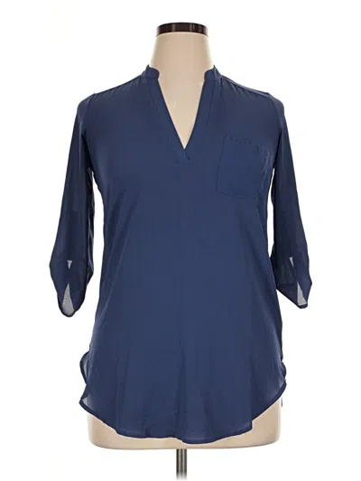 Pre-owned Lush 3/4 Sleeve Blouse In Blue