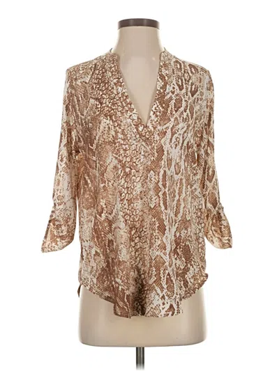 Pre-owned Lush 3/4 Sleeve Blouse In Brown